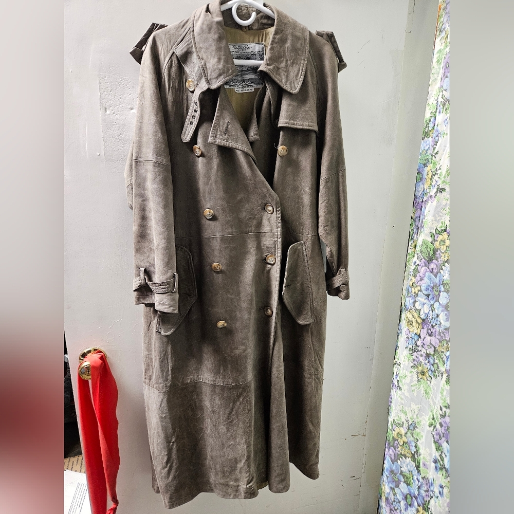 Sawyer Of NAPA Leather Women's Brown/Gray Trench Coat